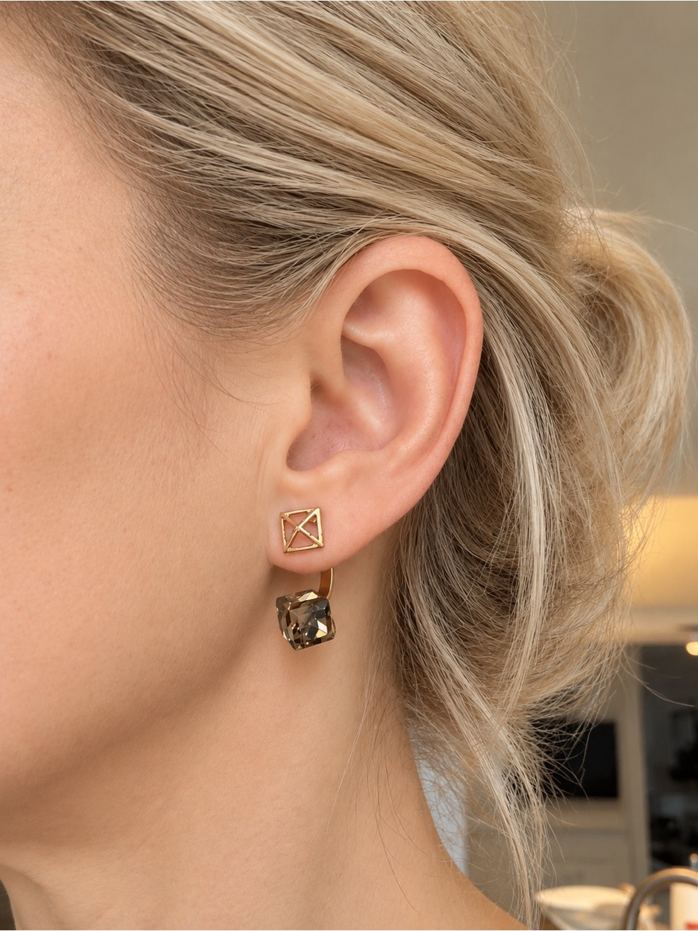 Smoky Brown Gold Tone Crystal Drop Earrings